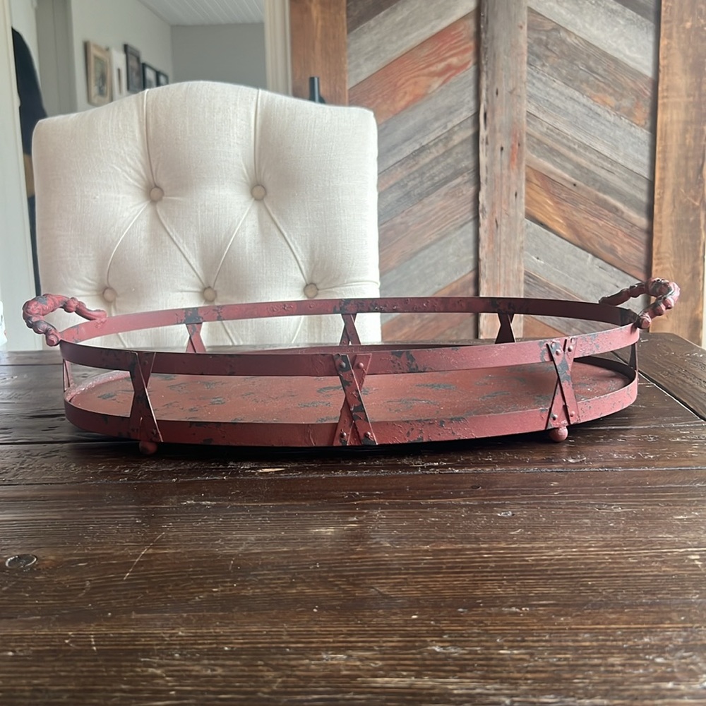 Vintage Style Oval Metal Tray